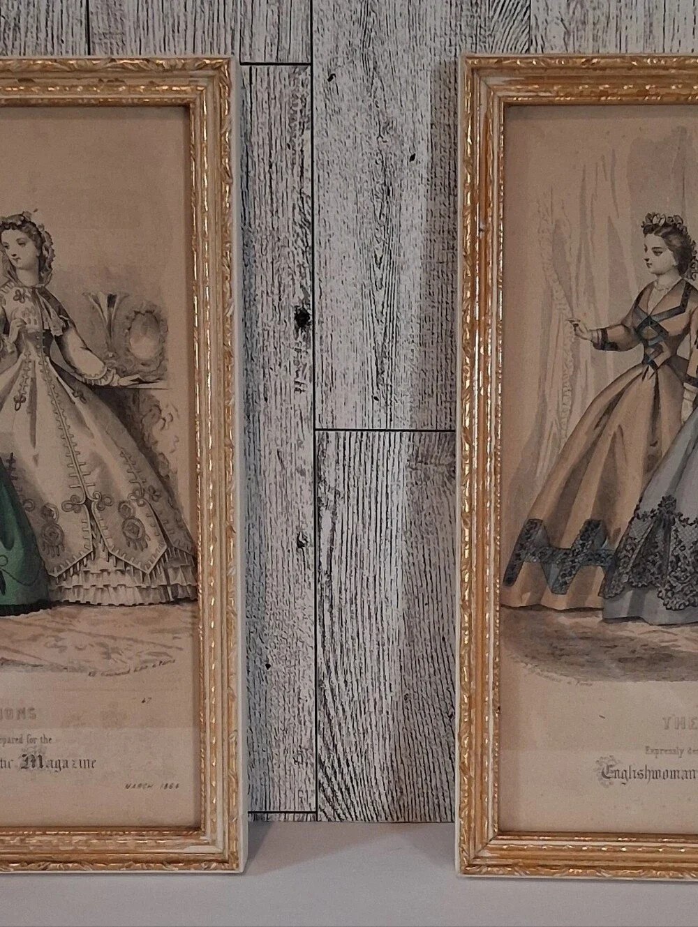 Vintage Framed Fashion Prints From The Englishwoman Domestic Magazine 1864